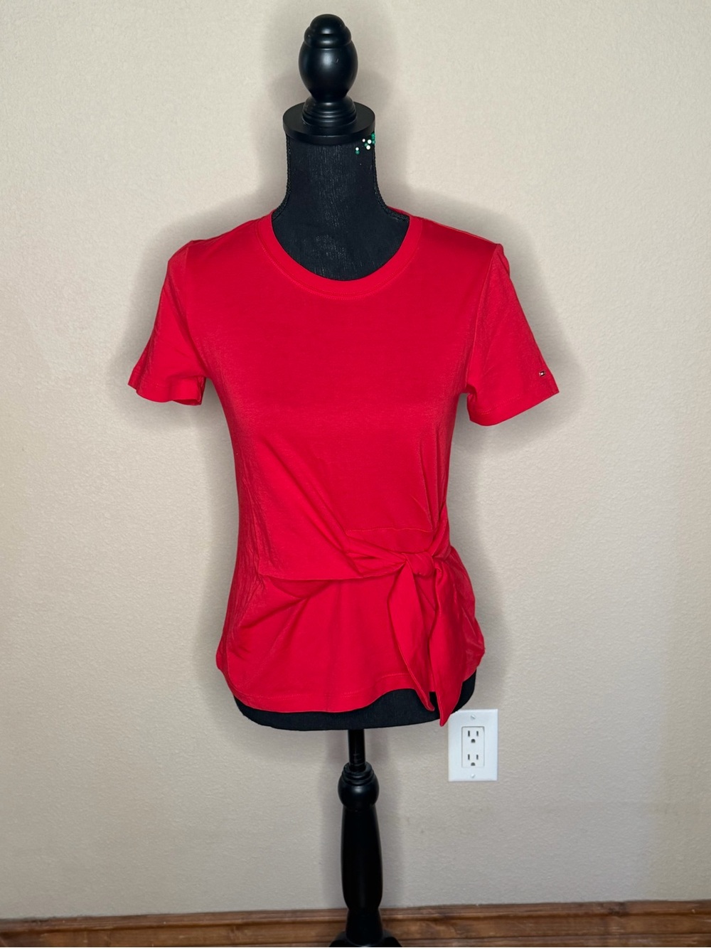 Tommy Hilfiger Red Short-Sleeve Tie-Waist Tee Sz XS